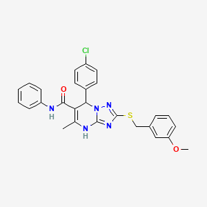 molecular formula C27H24ClN5O2S B11236210 7-(4-chlorophenyl)-2-[(3-methoxybenzyl)sulfanyl]-5-methyl-N-phenyl-4,7-dihydro[1,2,4]triazolo[1,5-a]pyrimidine-6-carboxamide 