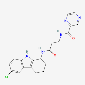 molecular formula C20H20ClN5O2 B11236241 N-(3-((6-chloro-2,3,4,9-tetrahydro-1H-carbazol-1-yl)amino)-3-oxopropyl)pyrazine-2-carboxamide 
