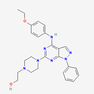 molecular formula C25H29N7O2 B11236521 2-(4-{4-[(4-ethoxyphenyl)amino]-1-phenyl-1H-pyrazolo[3,4-d]pyrimidin-6-yl}piperazin-1-yl)ethanol 