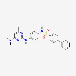 molecular formula C25H25N5O2S B11237079 N-(4-((4-(dimethylamino)-6-methylpyrimidin-2-yl)amino)phenyl)-[1,1'-biphenyl]-4-sulfonamide 