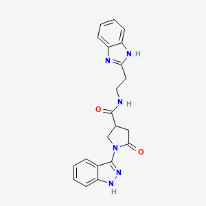 molecular formula C21H20N6O2 B11237135 N-[2-(1H-benzimidazol-2-yl)ethyl]-1-(1H-indazol-3-yl)-5-oxopyrrolidine-3-carboxamide 