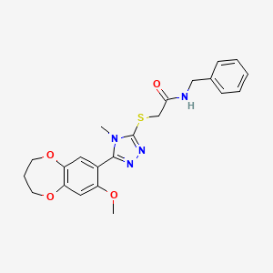 molecular formula C22H24N4O4S B11237260 N-benzyl-2-{[5-(8-methoxy-3,4-dihydro-2H-1,5-benzodioxepin-7-yl)-4-methyl-4H-1,2,4-triazol-3-yl]sulfanyl}acetamide 