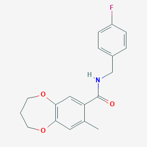 molecular formula C18H18FNO3 B11237483 N-(4-fluorobenzyl)-8-methyl-3,4-dihydro-2H-1,5-benzodioxepine-7-carboxamide 