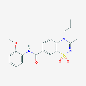 molecular formula C19H21N3O4S B11237600 N-(2-methoxyphenyl)-3-methyl-4-propyl-4H-1,2,4-benzothiadiazine-7-carboxamide 1,1-dioxide 