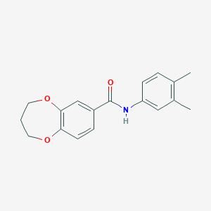 molecular formula C18H19NO3 B11237647 N-(3,4-dimethylphenyl)-3,4-dihydro-2H-1,5-benzodioxepine-7-carboxamide 