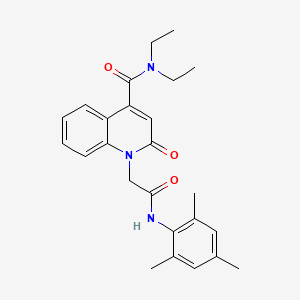 molecular formula C25H29N3O3 B11237766 N,N-diethyl-2-oxo-1-{2-oxo-2-[(2,4,6-trimethylphenyl)amino]ethyl}-1,2-dihydroquinoline-4-carboxamide 