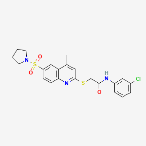 molecular formula C22H22ClN3O3S2 B11238086 N-(3-chlorophenyl)-2-{[4-methyl-6-(pyrrolidin-1-ylsulfonyl)quinolin-2-yl]sulfanyl}acetamide 