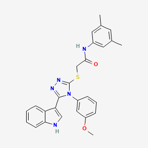 molecular formula C27H25N5O2S B11238258 N-(3,5-Dimethylphenyl)-2-{[5-(1H-indol-3-YL)-4-(3-methoxyphenyl)-4H-1,2,4-triazol-3-YL]sulfanyl}acetamide 