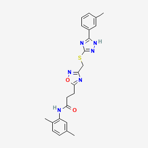 molecular formula C23H24N6O2S B11238308 N-(2,5-dimethylphenyl)-3-[3-({[5-(3-methylphenyl)-4H-1,2,4-triazol-3-yl]sulfanyl}methyl)-1,2,4-oxadiazol-5-yl]propanamide 