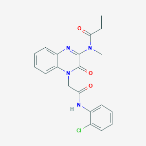 molecular formula C20H19ClN4O3 B11238591 N-(4-{2-[(2-chlorophenyl)amino]-2-oxoethyl}-3-oxo-3,4-dihydroquinoxalin-2-yl)-N-methylpropanamide 