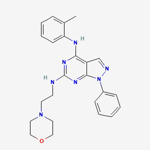 molecular formula C24H27N7O B11238622 N~4~-(2-methylphenyl)-N~6~-[2-(morpholin-4-yl)ethyl]-1-phenyl-1H-pyrazolo[3,4-d]pyrimidine-4,6-diamine 