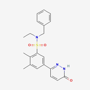 molecular formula C21H23N3O3S B11238777 N-benzyl-N-ethyl-2,3-dimethyl-5-(6-oxo-1,6-dihydropyridazin-3-yl)benzenesulfonamide 