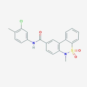 molecular formula C21H17ClN2O3S B11239222 N-(3-chloro-4-methylphenyl)-6-methyl-6H-dibenzo[c,e][1,2]thiazine-9-carboxamide 5,5-dioxide 