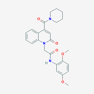 molecular formula C25H27N3O5 B11239312 N-(2,5-dimethoxyphenyl)-2-[2-oxo-4-(piperidin-1-ylcarbonyl)quinolin-1(2H)-yl]acetamide 