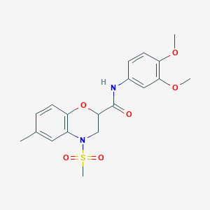molecular formula C19H22N2O6S B11239356 N-(3,4-dimethoxyphenyl)-6-methyl-4-(methylsulfonyl)-3,4-dihydro-2H-1,4-benzoxazine-2-carboxamide 