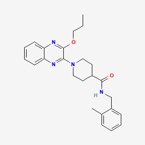 molecular formula C25H30N4O2 B11239480 N-(2-methylbenzyl)-1-(3-propoxyquinoxalin-2-yl)piperidine-4-carboxamide 
