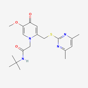molecular formula C19H26N4O3S B11239533 N-(tert-butyl)-2-(2-(((4,6-dimethylpyrimidin-2-yl)thio)methyl)-5-methoxy-4-oxopyridin-1(4H)-yl)acetamide 