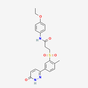 molecular formula C22H23N3O5S B11239599 N-(4-ethoxyphenyl)-3-{[2-methyl-5-(6-oxo-1,6-dihydropyridazin-3-yl)phenyl]sulfonyl}propanamide 