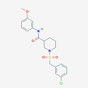 molecular formula C20H23ClN2O4S B11239601 1-[(3-chlorobenzyl)sulfonyl]-N-(3-methoxyphenyl)piperidine-3-carboxamide 