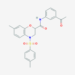 molecular formula C25H24N2O5S B11239660 N-(3-acetylphenyl)-7-methyl-4-[(4-methylphenyl)sulfonyl]-3,4-dihydro-2H-1,4-benzoxazine-2-carboxamide 
