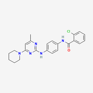 molecular formula C23H24ClN5O B11239691 2-Chloro-N-(4-{[4-methyl-6-(piperidin-1-YL)pyrimidin-2-YL]amino}phenyl)benzamide 