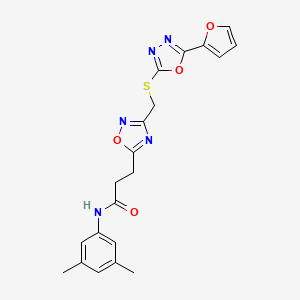 molecular formula C20H19N5O4S B11239802 N-(3,5-dimethylphenyl)-3-[3-({[5-(furan-2-yl)-1,3,4-oxadiazol-2-yl]sulfanyl}methyl)-1,2,4-oxadiazol-5-yl]propanamide 