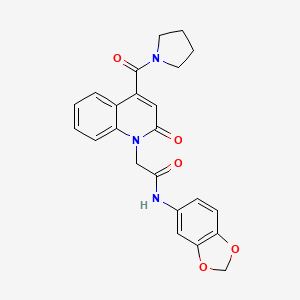 molecular formula C23H21N3O5 B11239813 N-(1,3-benzodioxol-5-yl)-2-[2-oxo-4-(pyrrolidin-1-ylcarbonyl)quinolin-1(2H)-yl]acetamide 