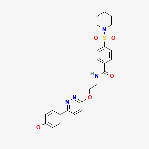 molecular formula C25H28N4O5S B11239890 N-(2-{[6-(4-Methoxyphenyl)pyridazin-3-YL]oxy}ethyl)-4-(piperidine-1-sulfonyl)benzamide 