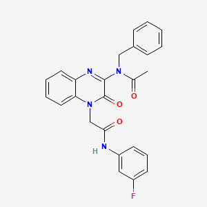 molecular formula C25H21FN4O3 B11239903 N-Benzyl-N-(4-{[(3-fluorophenyl)carbamoyl]methyl}-3-oxo-3,4-dihydroquinoxalin-2-YL)acetamide 