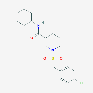 molecular formula C19H27ClN2O3S B11239908 1-[(4-chlorobenzyl)sulfonyl]-N-cyclohexylpiperidine-3-carboxamide 