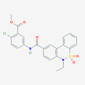 molecular formula C23H19ClN2O5S B11239970 methyl 2-chloro-5-{[(6-ethyl-5,5-dioxido-6H-dibenzo[c,e][1,2]thiazin-9-yl)carbonyl]amino}benzoate 