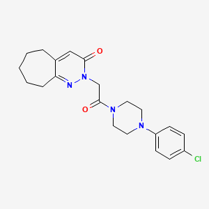molecular formula C21H25ClN4O2 B11239978 2-{2-[4-(4-chlorophenyl)piperazin-1-yl]-2-oxoethyl}-2,5,6,7,8,9-hexahydro-3H-cyclohepta[c]pyridazin-3-one 