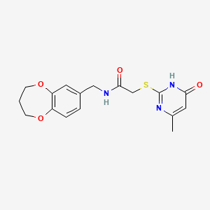 molecular formula C17H19N3O4S B11240150 N-(3,4-dihydro-2H-1,5-benzodioxepin-7-ylmethyl)-2-[(4-hydroxy-6-methylpyrimidin-2-yl)sulfanyl]acetamide 