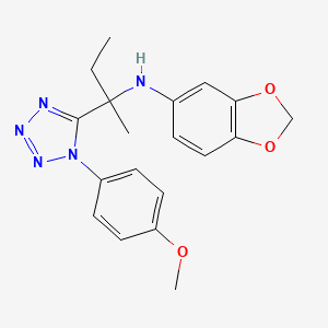 molecular formula C19H21N5O3 B11240160 N-{2-[1-(4-methoxyphenyl)-1H-tetrazol-5-yl]butan-2-yl}-1,3-benzodioxol-5-amine 