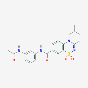 molecular formula C21H24N4O4S B11240161 N-[3-(acetylamino)phenyl]-3-methyl-4-(2-methylpropyl)-4H-1,2,4-benzothiadiazine-7-carboxamide 1,1-dioxide 