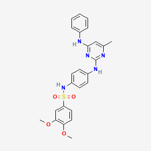 molecular formula C25H25N5O4S B11240167 3,4-dimethoxy-N-(4-((4-methyl-6-(phenylamino)pyrim 