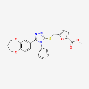 molecular formula C24H21N3O5S B11240184 methyl 5-({[5-(3,4-dihydro-2H-1,5-benzodioxepin-7-yl)-4-phenyl-4H-1,2,4-triazol-3-yl]sulfanyl}methyl)furan-2-carboxylate 