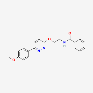 molecular formula C21H21N3O3 B11240300 N-(2-{[6-(4-methoxyphenyl)pyridazin-3-yl]oxy}ethyl)-2-methylbenzamide 