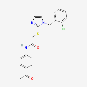 molecular formula C20H18ClN3O2S B11240309 N-(4-acetylphenyl)-2-({1-[(2-chlorophenyl)methyl]-1H-imidazol-2-yl}sulfanyl)acetamide 