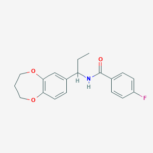 molecular formula C19H20FNO3 B11240322 N-[1-(3,4-dihydro-2H-1,5-benzodioxepin-7-yl)propyl]-4-fluorobenzamide CAS No. 1147231-07-9