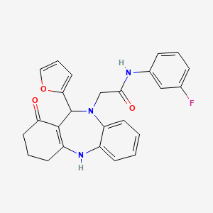 molecular formula C25H22FN3O3 B11240557 N-(3-fluorophenyl)-2-[11-(furan-2-yl)-1-oxo-1,2,3,4,5,11-hexahydro-10H-dibenzo[b,e][1,4]diazepin-10-yl]acetamide 
