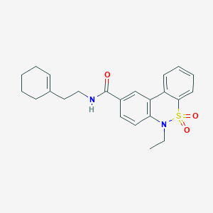 molecular formula C23H26N2O3S B11240569 N-[2-(1-Cyclohexen-1-YL)ethyl]-6-ethyl-6H-dibenzo[C,E][1,2]thiazine-9-carboxamide 5,5-dioxide 