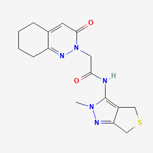molecular formula C16H19N5O2S B11240636 N-(2-methyl-2,6-dihydro-4H-thieno[3,4-c]pyrazol-3-yl)-2-(3-oxo-5,6,7,8-tetrahydrocinnolin-2(3H)-yl)acetamide 