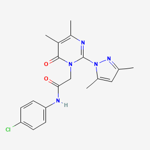 molecular formula C19H20ClN5O2 B11240689 N-(4-chlorophenyl)-2-(2-(3,5-dimethyl-1H-pyrazol-1-yl)-4,5-dimethyl-6-oxopyrimidin-1(6H)-yl)acetamide 
