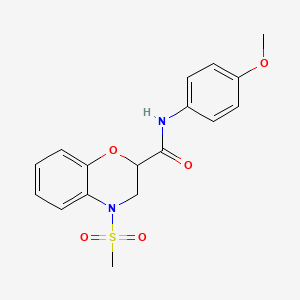 molecular formula C17H18N2O5S B11240721 N-(4-methoxyphenyl)-4-(methylsulfonyl)-3,4-dihydro-2H-1,4-benzoxazine-2-carboxamide 