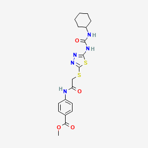 molecular formula C19H23N5O4S2 B11240794 Methyl 4-(2-((5-(3-cyclohexylureido)-1,3,4-thiadiazol-2-yl)thio)acetamido)benzoate 