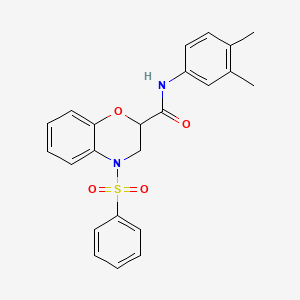 molecular formula C23H22N2O4S B11240841 N-(3,4-dimethylphenyl)-4-(phenylsulfonyl)-3,4-dihydro-2H-1,4-benzoxazine-2-carboxamide 