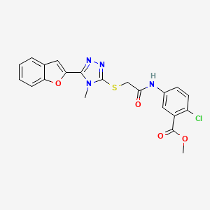 molecular formula C21H17ClN4O4S B11240917 methyl 5-[({[5-(1-benzofuran-2-yl)-4-methyl-4H-1,2,4-triazol-3-yl]sulfanyl}acetyl)amino]-2-chlorobenzoate 