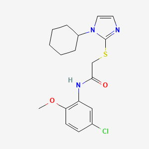molecular formula C18H22ClN3O2S B11240919 N-(5-chloro-2-methoxyphenyl)-2-((1-cyclohexyl-1H-imidazol-2-yl)thio)acetamide 