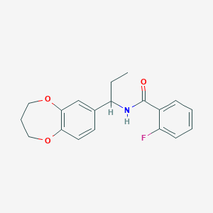 molecular formula C19H20FNO3 B11240953 N-[1-(3,4-dihydro-2H-1,5-benzodioxepin-7-yl)propyl]-2-fluorobenzamide 